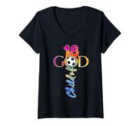 Donna JESUS 18 YEARS CHILD OF GOD CALCIO 18 ANNI Maglietta con Collo a V