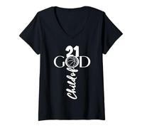 Donna JESUS 21 ANNI CHILD OF GOD BASKETBALL 21 COMPLEANNO Maglietta con Collo a V