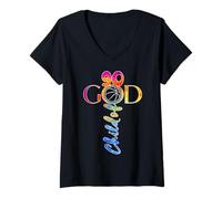 Donna JESUS 90 ANNI CHILD OF GOD BASKETBALL 90 COMPLEANNO Maglietta con Collo a V