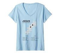 Donna Jesus, Always The Answer - Christian Faith Crossword Puzzle Maglietta con Collo a V