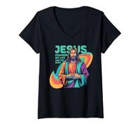 Donna Jesus Changed My Life Ask Me How Devoted Christian Worship Maglietta con Collo a V