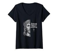 Donna Jesus Changes Everything, Croce Cristiana Maglietta con Collo a V