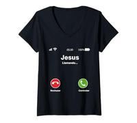 Donna Jesus Christ Cross Bible Verse Sayings Christian Devotion Maglietta con Collo a V