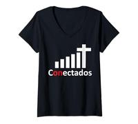 Donna Jesus Christ Cross Bible Verse Sayings Christian Devotion Maglietta con Collo a V