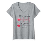 Donna Jesus Christ Cross Bible Verse Sayings Christian Devotion Maglietta con Collo a V