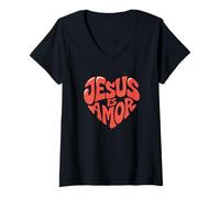 Donna Jesus Christ Faith Prayer Biblia Iglesia Christian Maglietta con Collo a V