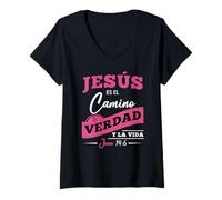 Donna Jesús es El Camino, la verdad y la Vida. Maglietta con Collo a V