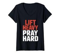 Donna Jesus Hirt Fitness Gym Cristianesimo Christ Cross Kreuz Maglietta con Collo a V