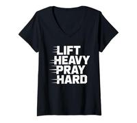 Donna Jesus Hirt Fitness Gym Cristianesimo Christ Cross Kreuz Maglietta con Collo a V