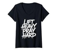 Donna Jesus Hirt Fitness Gym Cristianesimo Christ Cross Kreuz Maglietta con Collo a V