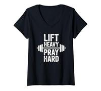 Donna Jesus Hirt Fitness Gym Cristianesimo Christ Cross Kreuz Maglietta con Collo a V
