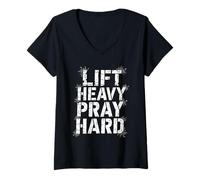 Donna Jesus Hirt Fitness Gym Cristianesimo Christ Cross Kreuz Maglietta con Collo a V