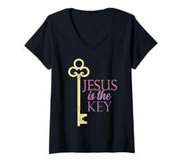 Donna Jesus is Key Maglietta con Collo a V