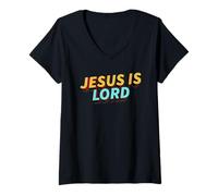 Donna Jesus is Lord Christian Faith Foundation Believers Men Women Maglietta con Collo a V