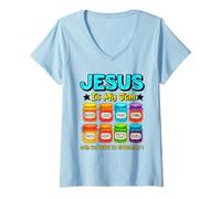 Donna Jesus Is My Jam and I'm Here To Spread It Christian Faith Maglietta con Collo a V
