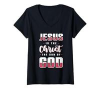 Donna Jesus is The Son of God Bible Verse Shirt Maglietta con Collo a V