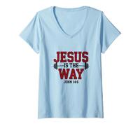 Donna Jesus Is The Way John 14:6 Motivazionale Maglietta con Collo a V