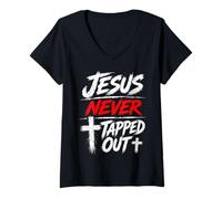 Donna Jesus Never Tapped out Christian Wrestling Apparel Maglietta con Collo a V