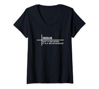 Donna Jesus Not A Religion It's A Relationship Maglietta con Collo a V
