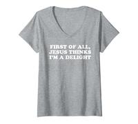 Donna Jesus Says I'm a Delight Funny Christian Maglietta con Collo a V
