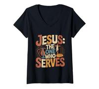 Donna Jesus The One Who Serves Pickleball Religioso Maglietta con Collo a V