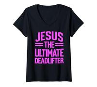 Donna Jesus The Ultimate Deadlifter - Deadlifter per Sollevamento Pesi Maglietta con Collo a V