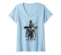 Donna Jesus The Ultimate Deadlifter Divertente Grafica per Sollevamento Pesi Maglietta con Collo a V