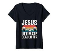 Donna Jesus The Ultimate Deadlifter Maglietta con Collo a V