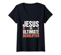 Donna Jesus The Ultimate Deadlifter Maglietta con Collo a V