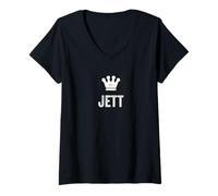 Donna Jett Il re/Corona e Nome Design per Uomo Chiamato Jett Maglietta con Collo a V