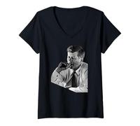 Donna JFK John F Kennedy - Fumatore per sigari Maglietta con Collo a V