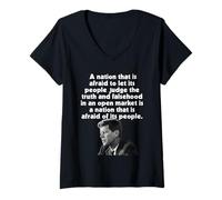 Donna JFK Nation ha Paura di Lasciare Che Le Persone giudichino la verità teme Che Le Persone Maglietta con Collo a V