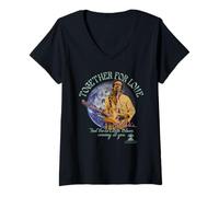 Donna Jimi Hendrix Earth Blues Vintage Band Maglietta con Collo a V