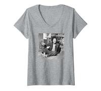 Donna Jimi Hendrix Experience Chitarrista Mayfair Flat Purple Haze Maglietta con Collo a V