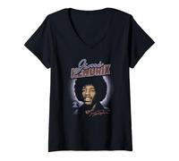 Donna Jimi Hendrix Grainy Photo Portrait with Halo Vintage Band Maglietta con Collo a V