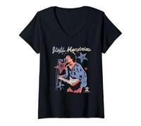 Donna Jimi Hendrix Red White And Blue Stars Vintage Band Maglietta con Collo a V