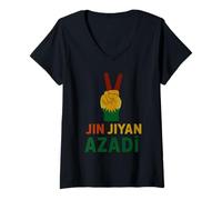 Donna Jin Jiyan Azadi Women Life Freedom Slogan delle Donne curde Maglietta con Collo a V