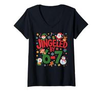 Donna Jingled by 67 Funny Six Seven Meme Funny Christmas Maglietta con Collo a V