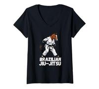 Donna Jiu-Jitsu Cavallo Brasiliano Gi Cintura Nera Artista di Arti Marziali Maglietta con Collo a V