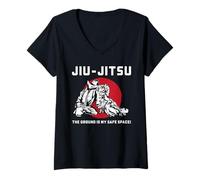Donna Jiu Jitsu Grappling - Il Terreno è Il Mio Spazio Sicuro - MMA BJJ Maglietta con Collo a V