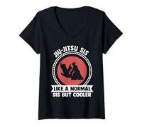 Donna Jiu Jitsu Sorella Come Una Sorella Normale Ma Più Freddo Jiu Jitsu Maglietta con Collo a V