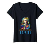 Donna Johan Sebastian Bach retrò Maglietta con Collo a V