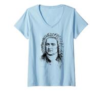 Donna Johann Sebastian Bach Compositore Musicista retrò Maglietta con Collo a V
