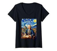 Donna Johann Sebastian Bach Compositore Pianista Maglietta con Collo a V