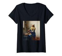 Donna Johannes Vermeer The Milkmaid Maglietta con Collo a V