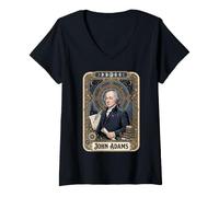 Donna John Adams Stati Uniti Maglietta con Collo a V