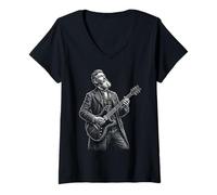 Donna John Brown Chitarra Maglietta con Collo a V