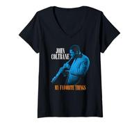 Donna John Coltrane Le Mie Cose preferite Blu Foto Maglietta con Collo a V
