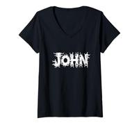 Donna John Halloween Monsters - Nome Personalizzato Word Art Maglietta con Collo a V