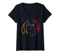 Donna John Lennon Colorful Line Art Design Maglietta con Collo a V